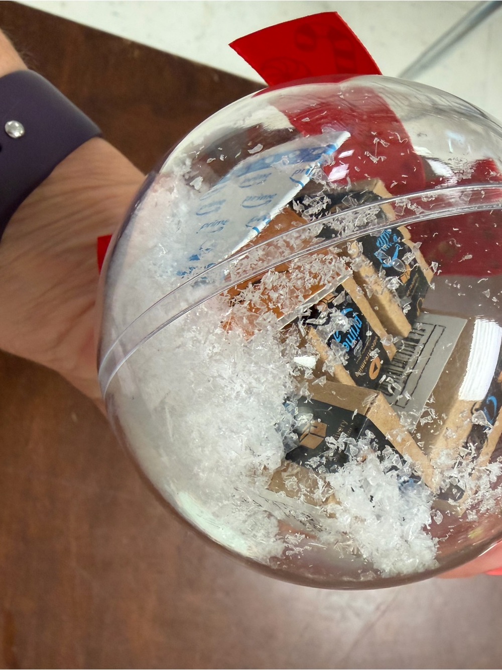 Clear Holiday Ornament with Red Candy Cane Ribbon - Picture 4 of 4